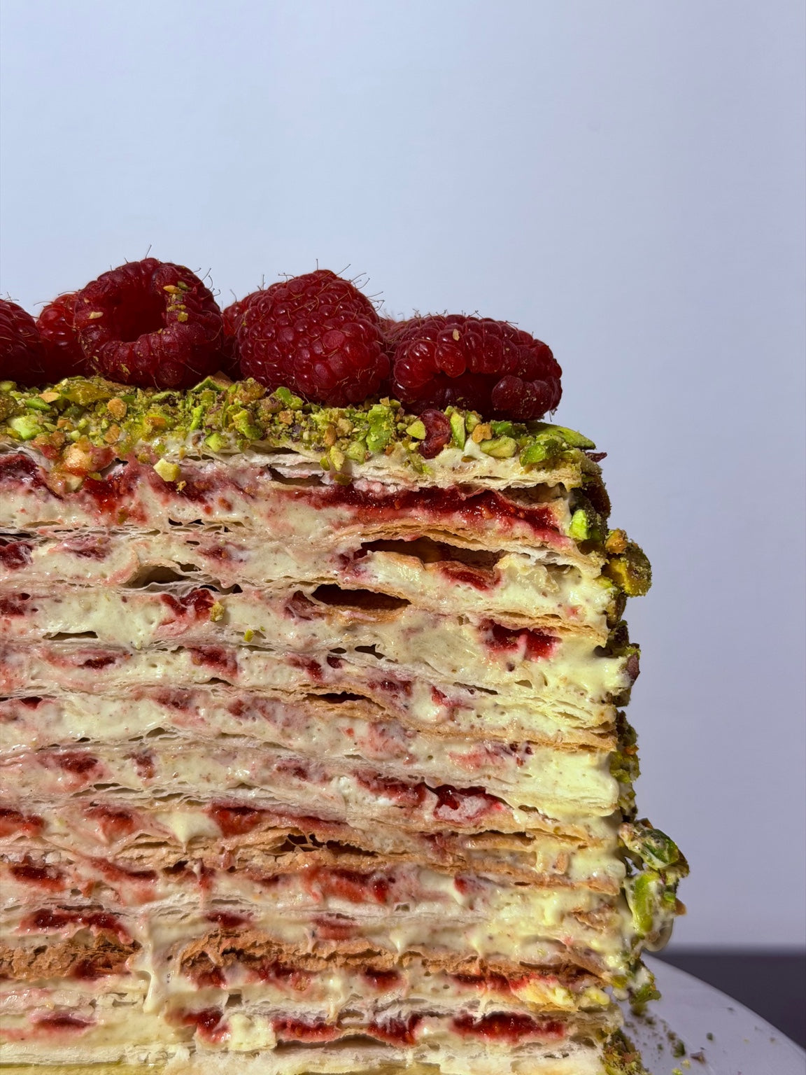 Napoleon Cake Pistachio Raspberry